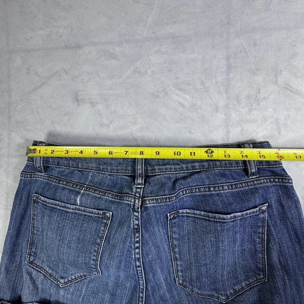 Liz Claiborne Womens Boyfriend Skinny Jeans Blue Whiskered Denim 5-Pocket 12
